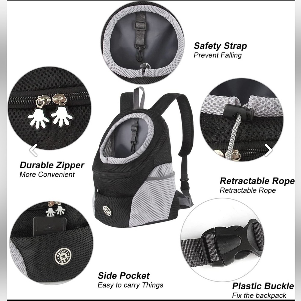 AG PET Dog Carrier Breathable Backpack Gray and Black